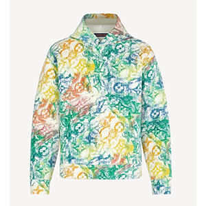 Louis Vuitton Velvet Pastel Monogram Jacquard Logo Multicolor Hoodie L Large